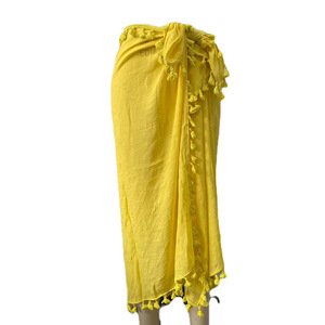 Factory Wholesale Maxi Plus Size Paisley 100% Cotton Tassel Sheer <b>Beach</b> Pareo Sarong <b>Wrap</b> <b>Skirt</b> Swimsuit Cover-Up - Product Image 4