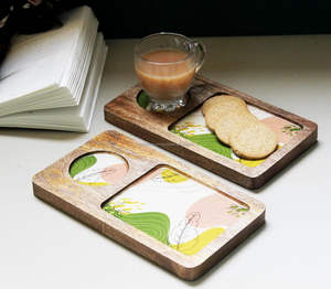 Vente en gros Plateau de service en bois imprimé écologique avec tiroir pour la maison Hôtel Restaurant Falak World Export Produit premium - Product Image 3