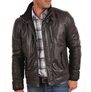 High Quality Genuine Leather Stand Waterproof Eco-Friendly <b>Jacket</b> for <b>Men</b> Women Long-Sleeved Winter Riding Punk Style Motorcycle - Product Image 2
