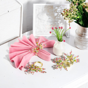 แหวนผ้าเช็ดปากทำมือแหวนผ้าเช็ดปากแฟนซีลูกปัดคริสต์มาส - Product Image 3