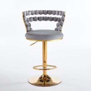 Sgabelli da Bar Moderni (Set di 2) con Gambe in Tubo di Ferro Dorato, Cuscini Morbidi e Schienale Confortevole per Sala da Pranzo - Product Image 3