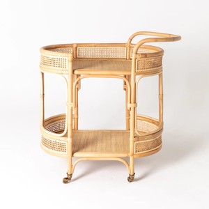 Rattan food serving cart trolleys drinks display trolley sustainable cane cocktail drink carts - Product Image 6