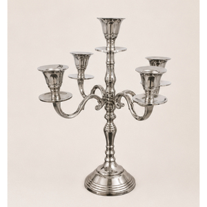 Candelabro de Metal de Lujo de 5 Brazos, Plateado, de Aluminio Pulido, para Centro de Mesa de Boda, Decoración del Hogar, Venta al Por Mayor - Product Image 3