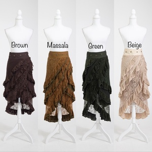 Falda Boho de Encaje Asimétrica con Volantes de Algodón, Falda Maxi con Silueta Fluida y Estilo Romántico Bohemio - Product Image 3