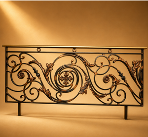 European Ornate <b>Iron</b> And Aluminium Balcony Railing Panel Black Scrollwork Exterior Balustrade Handrail - Product Image 2