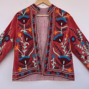 Elegant Handmade Suzani Velvet Jacket Embroidered Bohemian Ethnic <b>Coat</b> Festival Party Designer Outerwear - Product Image 2