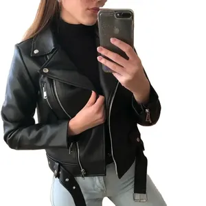 Wholesale Genuine Sheep Leather <b>Jacket</b> for <b>Women</b>’s Ladies Cropped Style Fashion <b>Spring</b> Leather <b>Jacket</b> <b>Women</b> - Product Image 3