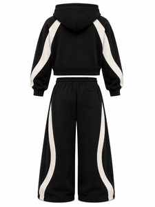 customized contrast panel Hoodie Tracksuit Set Oversized Pullover hoodie Sweatshirt <b>Wide</b> <b>Leg</b> <b>Jogger</b> Pants sweatsuit mens 2026 - Product Image 4