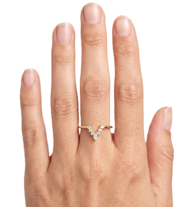 9K 10K 14K 18K Solid Gold Pear & Round Lab Grown Diamond Chevron Ring Minimalist Stackable Proposal Band Stainless Steel Rings - Product Image 6