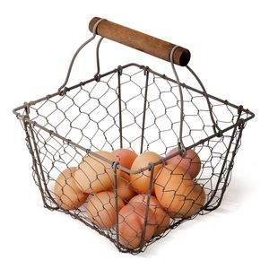 Vintage Modern Eco-Friendly Metal Wire <b>Egg</b> <b>Baskets</b> with Wooden Handle and Space Saving Flexible Design for Food Storage - Product Image 3