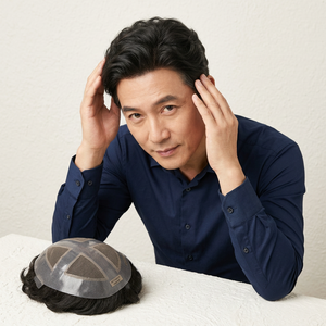 Natural Remy Indian Hair Lace Front <b>Wig</b> Cap Short Deep Wave Hairpiece for <b>Men</b> Daily Wear - Product Image 1