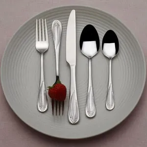 Juego de cubiertos moderno y elegante de acero inoxidable para mesas de comedor elegantes y eventos de catering, utensilios metálicos. - Product Image 3