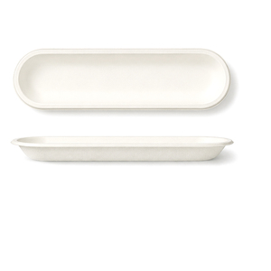 Assiette ovale jetable en bagasse, biodégradable, compostable, compatible micro-ondes, écologique, plateau de service pour mariage, plats à emporter, camping - Product Image 2