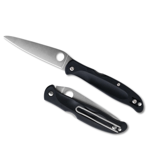 Cuchillos Plegables Premium con Mango Negro, Hoja de Acero Inoxidable con Punta Caída, Agarre Ergonómico con Orificio Redondo para el Pulgar y Bolsillo para Alambre Plateado - Product Image 2