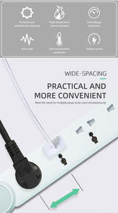 Universal Type PP Prevents Fire Materials UK/EU Wholesale WISH Customize Design <b>Plug</b> <b>Extension</b> <b>Socket</b> 2000W - Product Image 3