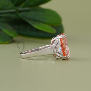 <b>14K</b> Rose <b>Gold</b> Vivid Red Cushion Cut Lab Grown Diamond Engagement <b>Ring</b> (Prong Setting VVS2 VS1) - Product Image 3