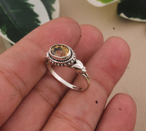 Wholesale Classic East West Oval <b>Citrine</b> 925 Sterling Silver Horizontal Rope Bezel Gemstone <b>Ring</b> for Women Wedding & Party - Product Image 2
