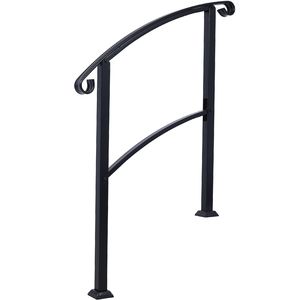 Rampe d'escalier extérieure en fer forgé blanc pour 1 à 3 marches – Dispositif d'aide pour porche avant flexible - Product Image 5