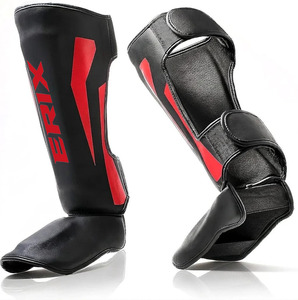 Protections de tibias professionnelles pour Muay Thai, Kickboxing, MMA, Sparring – Protections de tibias d'entraînement à protection intégrale avec support pour le pied - Product Image 4