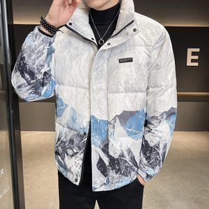 Wholesale Custom Made <b>Men's</b> Waterproof Canvas Puffer Jacket Top Selling Latest Design Zipper Closure Breathable Stand Front - Product Image 4