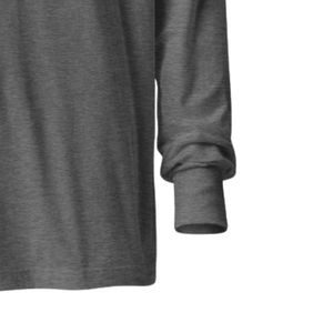 T-shirt unisexe à capuche en coton doux bleu marine chiné à manches longues avec lettres graphiques – Vêtement décontracté léger et tendance - Product Image 6
