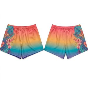 Shorts Deportivos para Mujer, Sublimados, de Secado Rápido, Transpirables, de Alta Elasticidad, con Degradado de Arcoíris al Atardecer - Product Image 1