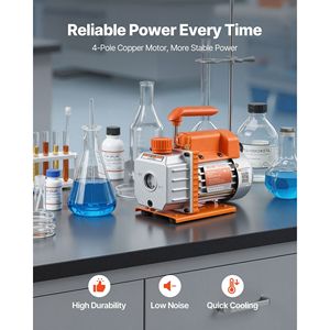 Bomba de Vacío de Una Etapa 3.5 CFM, Kit de Cámara de Desgasificación de Acero Inoxidable, Recipientes de Presión de Vidrio Templado para Cámara de Vacío de 5 Galones - Product Image 3