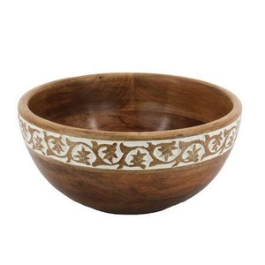 Bol en bois rond de style vintage, saladier en bois massif, bol à soupe en bois massif - Product Image 5