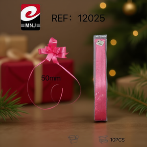 Nastro regalo in raso MNJ da 50 mm, confezione con fiocco rosa, 10 pezzi - Product Image 3