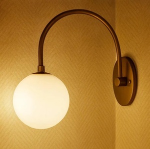 Handmade Brass Globe <b>Wall</b> <b>Sconce</b> | Mid-Century Bedside <b>Light</b> KULSOOM - Product Image 4