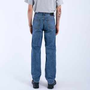 Jeans de Mezclilla de Algodón de Pierna Recta de Calidad Premium, Cintura Alta, Lavado a la Piedra, Peso Medio, Estilo Casual para Hombre, Otoño - Product Image 3