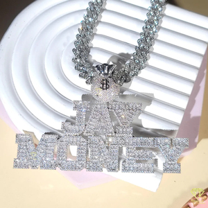 จี้เพชรโมอิสซาไนต์สุดเทรนดี้ "JAY MONEY" พร้อมสร้อยคิวบาลิงค์แบบฮิปฮอปสำหรับผู้ชายและผู้หญิง - Product Image 5
