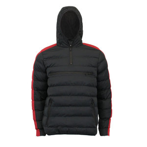 Veste matelassée à capuche pour homme, noire et jaune, avec fermeture éclair quart de tour, coupe-vent en polyester, manteau d'hiver décontracté, coupe régulière, couleur unie - Product Image 3