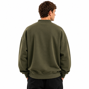 Custom Chenille Embroidery <b>Mens</b> Greek Letter Mock Neck Sweatshirt 100% Cotton Fleece <b>Pullover</b> <b>Mens</b> Mock Neck Sweatshirt - Product Image 3