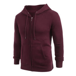 Sweat-shirt à capuche zippé pour homme, couleur unie, tricoté, manches régulières, style automne - Product Image 5