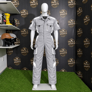 Combinaison de travail industrielle pour homme 100% coton, manches courtes, réfléchissante, résistante aux taches, résistante à l'abrasion, protection de sécurité personnalisée - Product Image 4