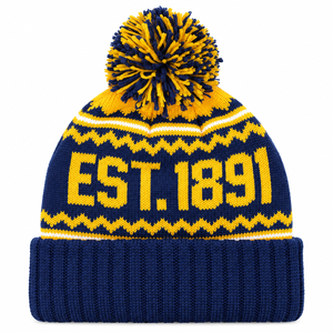 Wholesale Custom NC A&T Aggies EST 1891 <b>Pom</b> <b>Pom</b> <b>Beanie</b> Jacquard Knit Embroidered University College Private Label Manufacturer - Product Image 2