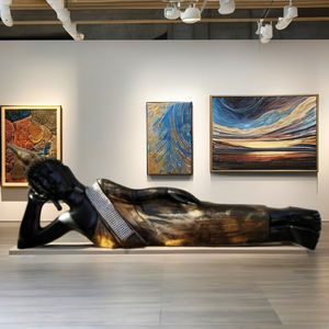 Statue de Bouddha inclinable en céramique – Décoration Art Déco artisanale et mobile pour Diwali, mariages et Pâques - Product Image 2