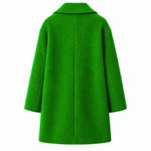 Manteau long en laine personnalisé de la sororité Chi Eta Phi, logo brodé sur le devant, couleur verte et jaune, manches longues, pour femme. - Product Image 3
