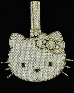 Colgante de Lujo de Plata de Ley 925 con Moissanita de Dibujos Animados de Hello Kitty y Baño de Rodio para Niños, Estilo HipHop Iced - Product Image 1