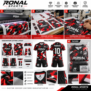 Conjunto de Camiseta de Fútbol para Hombre RONAL SPORTS, Estampado de Camuflaje Sublimado, Transpirable, de Poliéster, Manga Corta, Uniforme para Adultos, Todas las Temporadas - Product Image 5