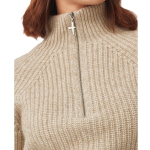 Suéter de Algodón/Fibra de Bambú para Mujer, Cuello Alto, Color Sólido, Delgado, con Apliques Frontales, Personalizable, Corte Holgado, Otoño, Venta al Por Mayor - Product Image 5