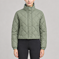 Blouson matelassé pour femme, col montant, fermeture éclair, blocs de couleur, manches raglan, manteau d'hiver chaud, design personnalisé