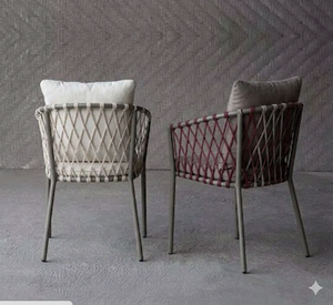 Silla de Comedor de Exterior Moderna y Lujosa, Impermeable, Tejida con Cuerda, para Patio, Jardín, Terraza, Restaurante, Estilo Minimalista - Product Image 2