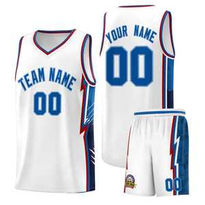 Conjunto de Camiseta de Baloncesto sin Mangas con Cuello en V, 100% Poliéster Blanco para Sublimación Dorada, Nombre y Número Personalizados, Malla Transpirable - Product Image 2