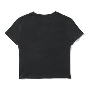 เสื้อยืดทรงสลิมฟิตสีดำสำหรับผู้หญิง แขนสั้น ผ้าฝ้ายนุ่ม สไตล์ลำลอง สตรีทแวร์ ทันสมัย แฟชั่น เสื้อครอป - Product Image 3