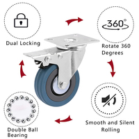 Roue pivotante en caoutchouc à montage sur plaque avec tige filetée, roulement fluide, pour chariot de courses, 2, 2,5, 3, 4, 5 pouces, directement de l'usine
