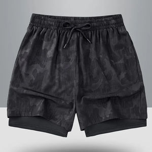 Pantalones Cortos Deportivos para Hombre, de Doble Capa, Cintura Media, con Logotipo Personalizado, Sólidos, Casuales, 100% Algodón, Impermeables, de Secado Rápido y Transpirables - Product Image 1