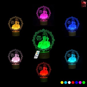Hot Sale Personalized 3D Illusion LED Birthday Night Lamp <b>Name</b> Photo Acrylic Light Decorative Home Bedroom Table Bulk Supplier - Product Image 4