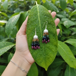 Pendientes de Plata de Ley 925 Hechos a Mano con Racimo de Piedras Preciosas Herencia, con Rubí, Joyería de Moda al por Mayor de Jaipur, India - Product Image 1